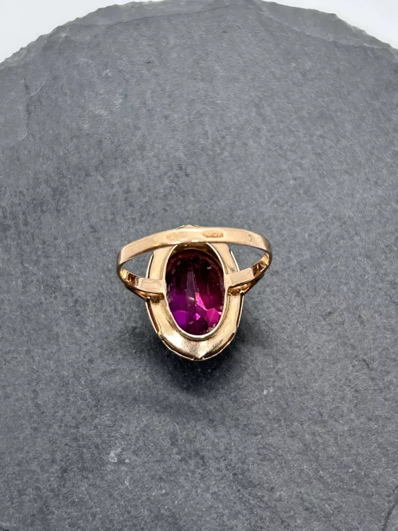 PIĘKNY  ZŁOTY PIERŚCIONEK ZRÓŻOWYM  KAMIENIEM PR583 | 5,32G