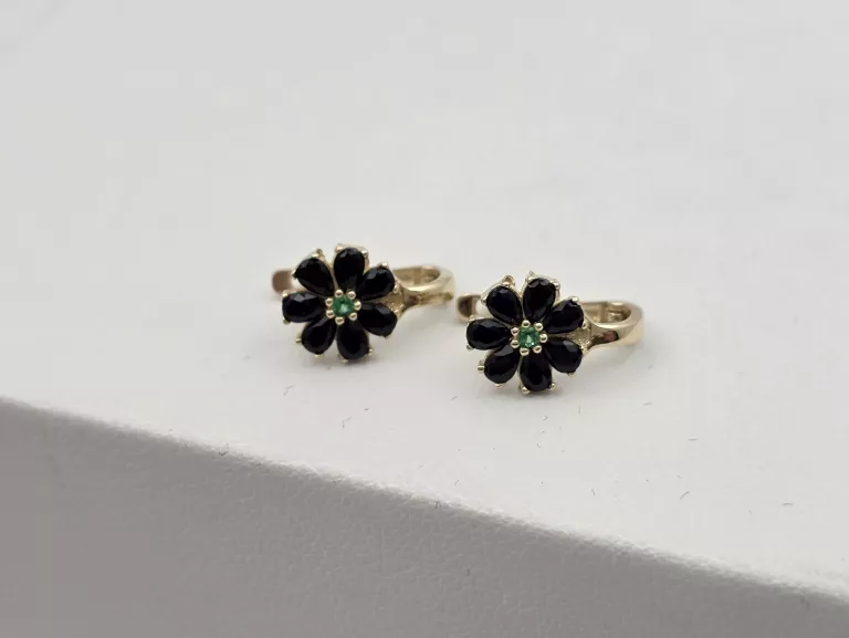 ZŁOTE KOLCZYKI KWIATKI CYRKONIE - 585 14K 1,25G