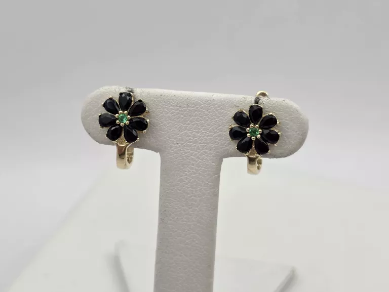 ZŁOTE KOLCZYKI KWIATKI CYRKONIE - 585 14K 1,25G