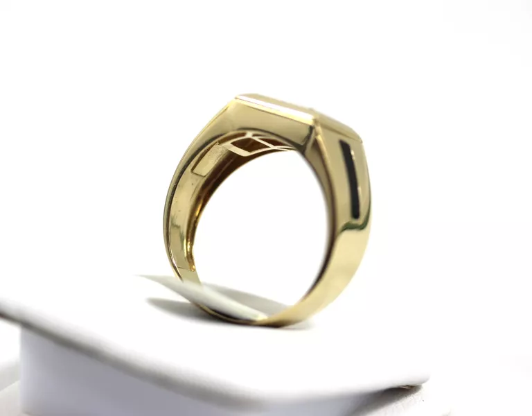 ZŁOTY SYGNET P585 4,99G R24 CZARNE CYRKONIE