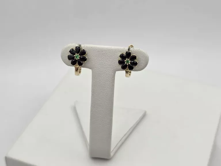 ZŁOTE KOLCZYKI KWIATKI CYRKONIE - 585 14K 1,25G