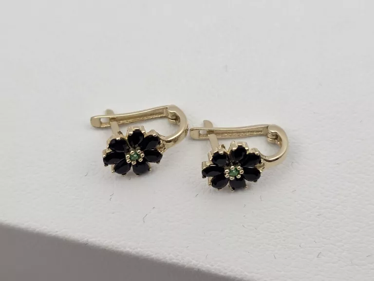 ZŁOTE KOLCZYKI KWIATKI CYRKONIE - 585 14K 1,25G
