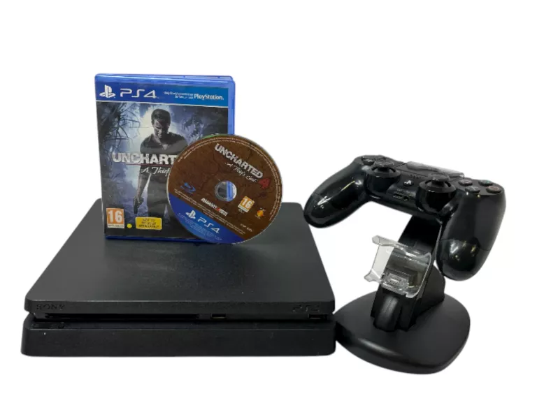 KONSOLA PS4 SLIM 500GB CUH-2216A + PAD, PODSTAWKA, GRA - CZYTAJ OPIS!!!