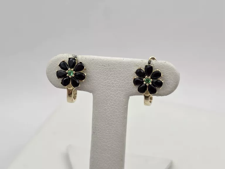 ZŁOTE KOLCZYKI KWIATKI CYRKONIE - 585 14K 1,25G