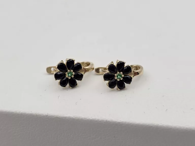 ZŁOTE KOLCZYKI KWIATKI CYRKONIE - 585 14K 1,25G