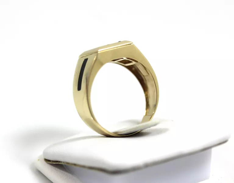 ZŁOTY SYGNET P585 4,99G R24 CZARNE CYRKONIE