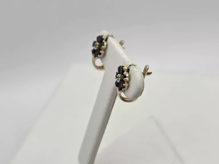 ZŁOTE KOLCZYKI KWIATKI CYRKONIE - 585 14K 1,25G