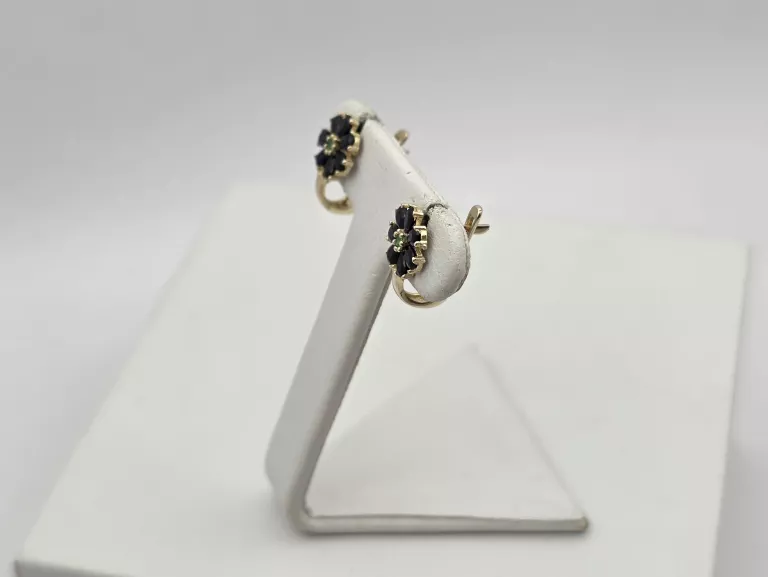 ZŁOTE KOLCZYKI KWIATKI CYRKONIE - 585 14K 1,25G