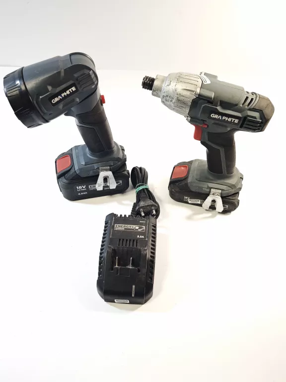 ZESTAW GRAPHITE 58G007, 58G012, 2 AKUMULATORY, ŁADOWARKA