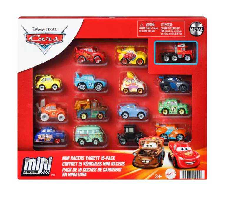 DISNEY AUTA CARS MINI RACER ZESTAW 15 METALOWYCH AUTEK