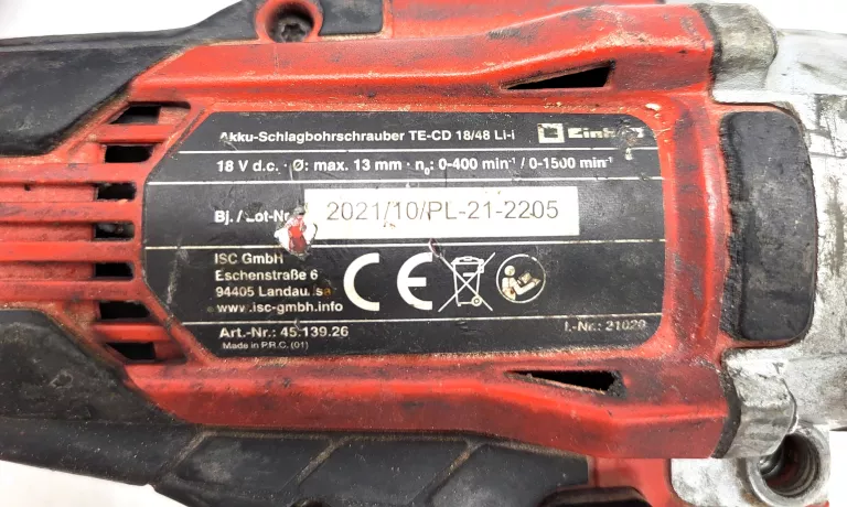 KLUCZ UDAROWY EINHELL TE-CI 18/1 + 2AKU + WKRĘTARKA EINHELL TE-CD 18/48