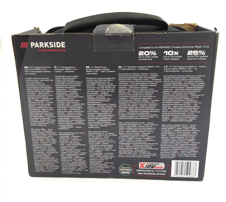 PARKSIDE AKU WIERT-WKRĘT. 35NM/12V +2X AKU 2AH + ŁAD. 2,4A/50W PBSPA 12 E4