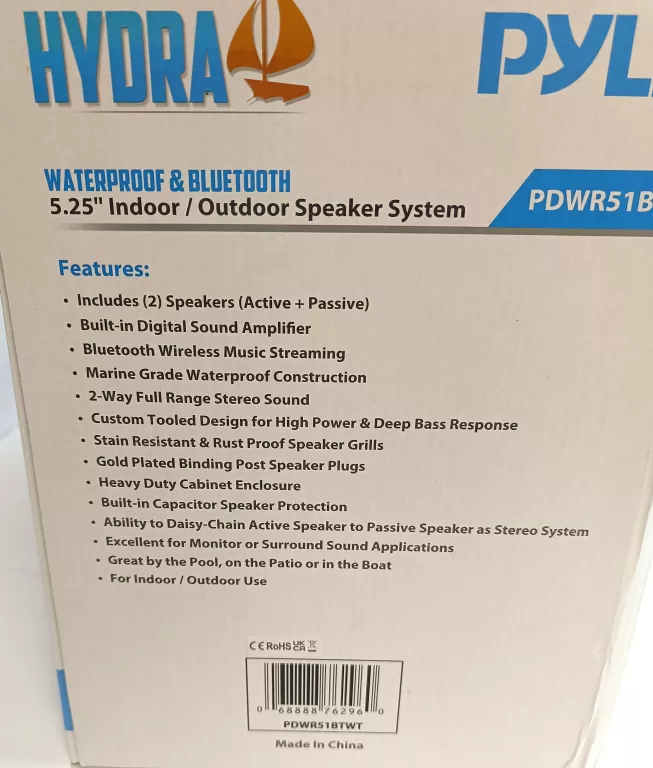 GŁOŚNIKI WODOODPORNE BLUETOOTH PYLE HYDRA PDWR51BTWT JAK NOWE
