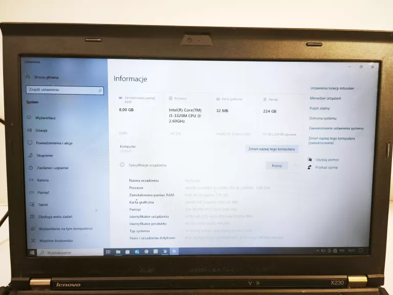 LAPTOP LENOVO X230 I5-3320M