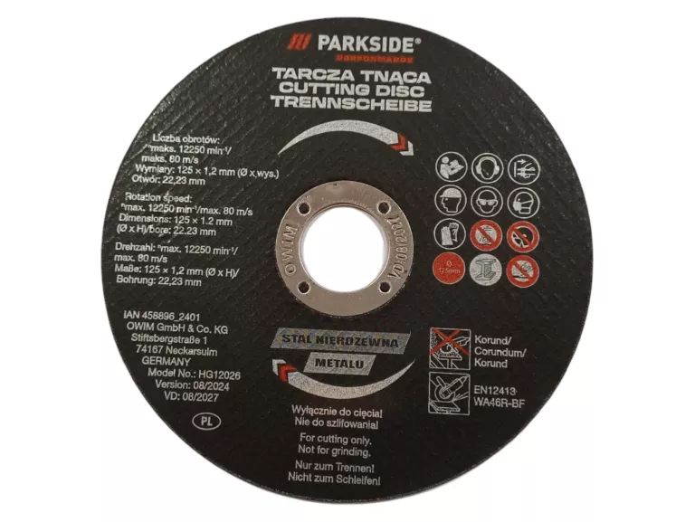 TARCZA PARKSIDE DO METALU 125MM