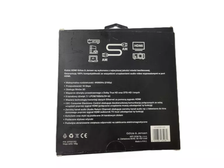 KABEL HDMI GOTZE&JENSEN GOLDEN LINE 2M