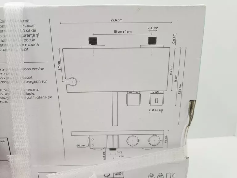 BATERIA WANNOWA ŚCIENNA TERMOSTATYCZNA KOLIMA TITANIUM CHROM