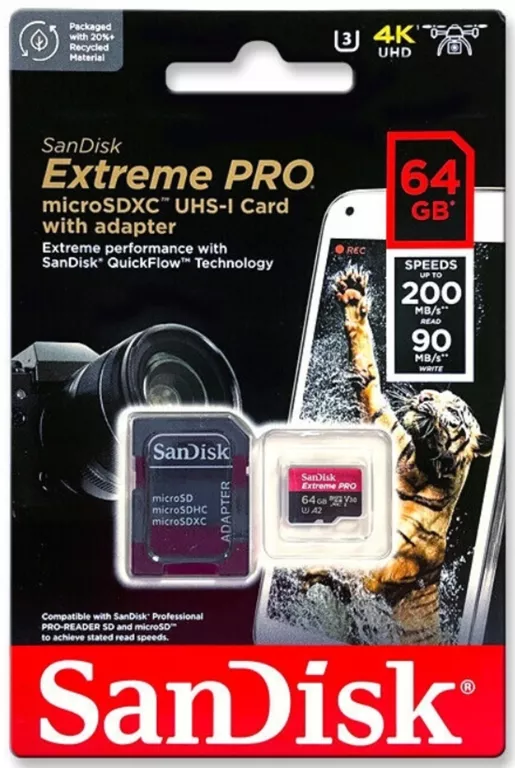 KARTA MICROSD SANDISK EXTREME PRO 64 GB 200/90MB/S  619659188573