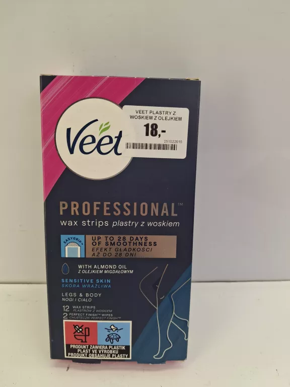 VEET PLASTRY Z WOSKIEM Z OLEJKIEM MIGDAŁOWYM 12 SZT