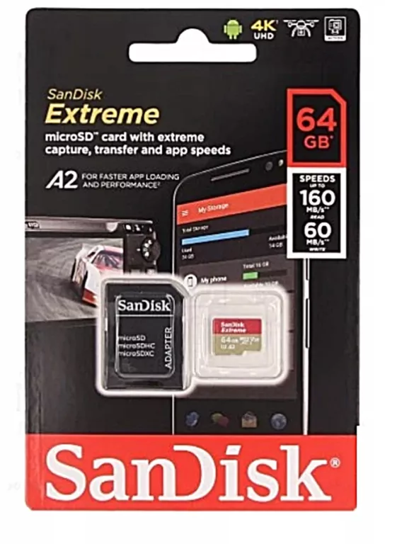 SANDISK 64 GB MICRO SD XC UHS3 EXTREME 160MB/S V30