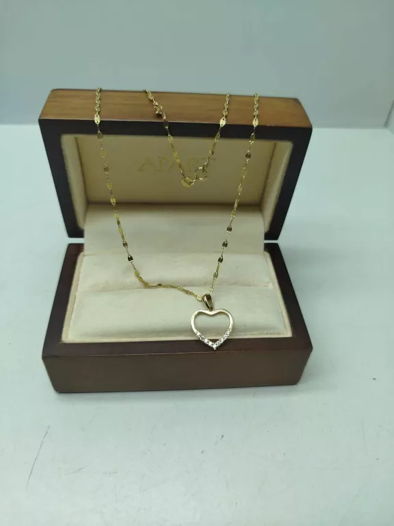 ZŁOTY ŁAŃCUSZEK Z ZAWIESZKA SERCE 585/1,75 DL .44 CM