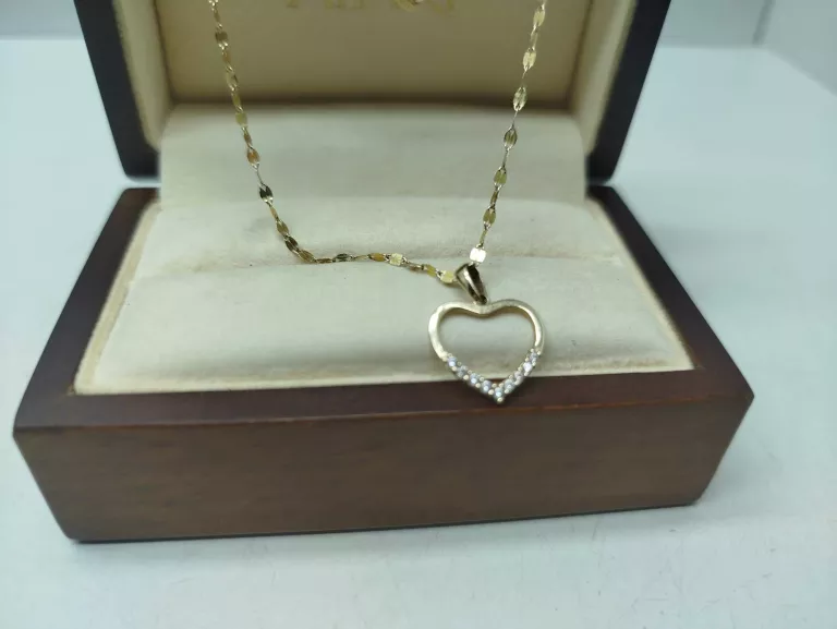 ZŁOTY ŁAŃCUSZEK Z ZAWIESZKA SERCE 585/1,75 DL .44 CM