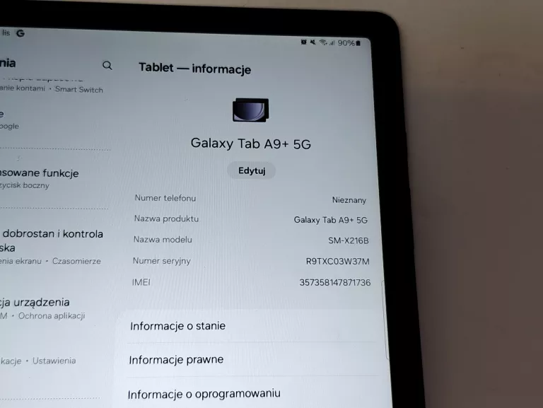 TABLET GALAXY TAB A9+ 5G + ETUI