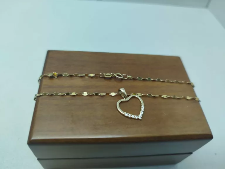 ZŁOTY ŁAŃCUSZEK Z ZAWIESZKA SERCE 585/1,75 DL .44 CM