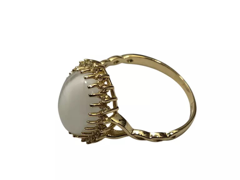 ZŁOTY PIERŚCIONEK Z BIAŁYM KOCIM OKIEM 3,14G PR.585 14K R18