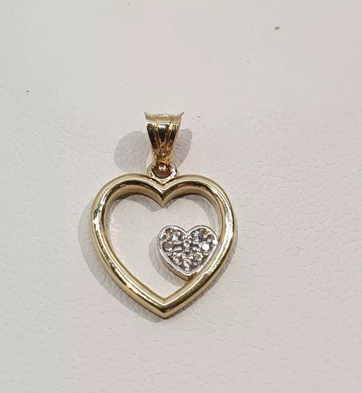 ŚLICZNA ZŁOTA ZAWIESZKA SERCE W SERCU P585 G0,98