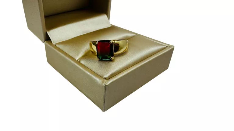 ZŁOTY PIERŚCIONEK DWUKOLOROWA CYRKONIA PRÓBA 585 2,66G STAN 10/10 R.19