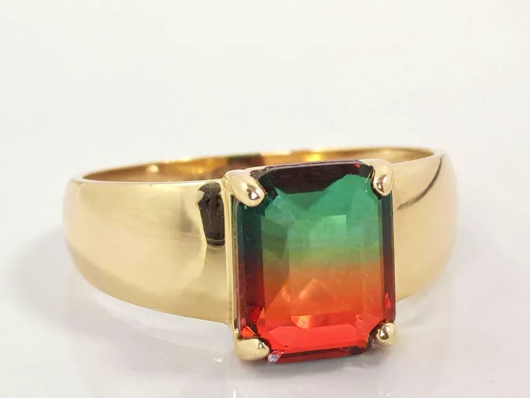 ZŁOTY PIERŚCIONEK TURMALIN ARBUZOWY 2,61G R18 585