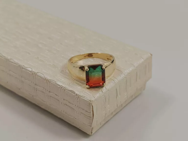 ZŁOTY PIERŚCIONEK TURMALIN ARBUZOWY 2,61G R18 585