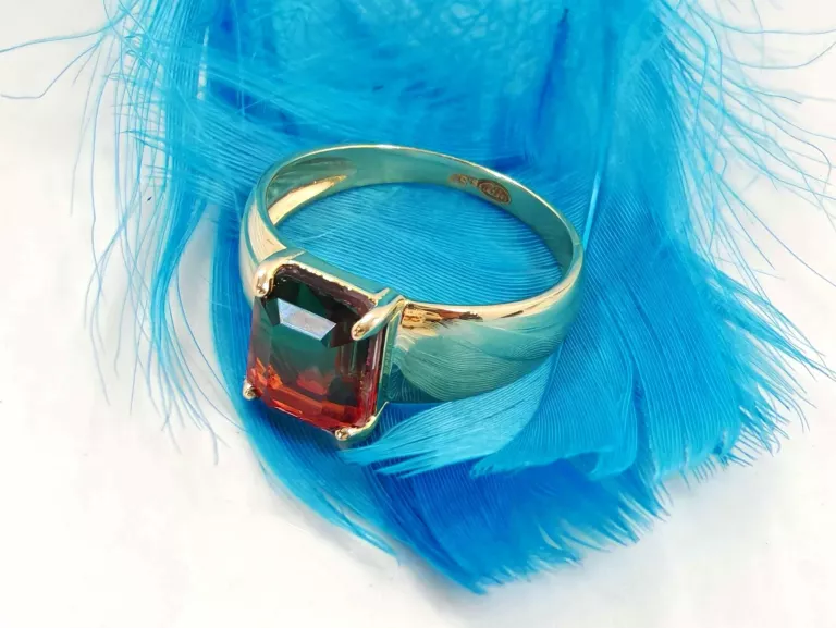 ZŁOTY PIERŚCIONEK TURMALIN ARBUZOWY 2,61G R18 585