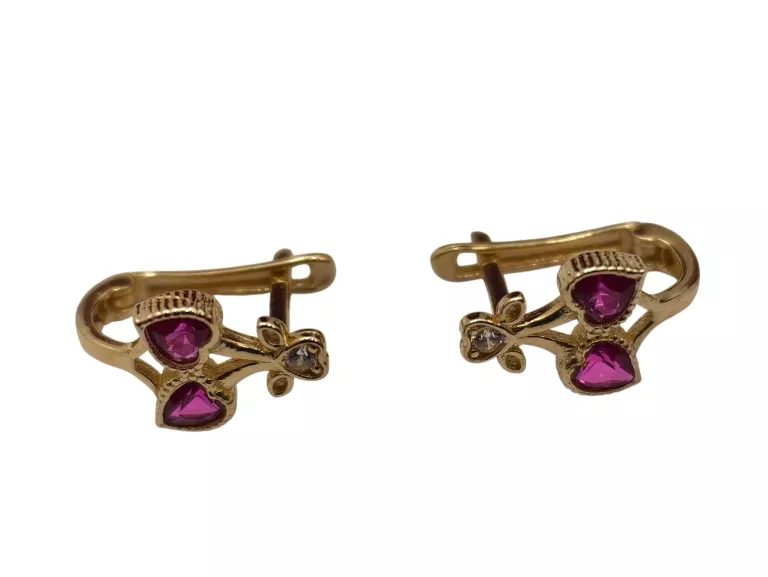 DROBNE ZŁOTE KOLCZYKI SERDUSZKA WIŚIENKI 1,40G PR.585 14K