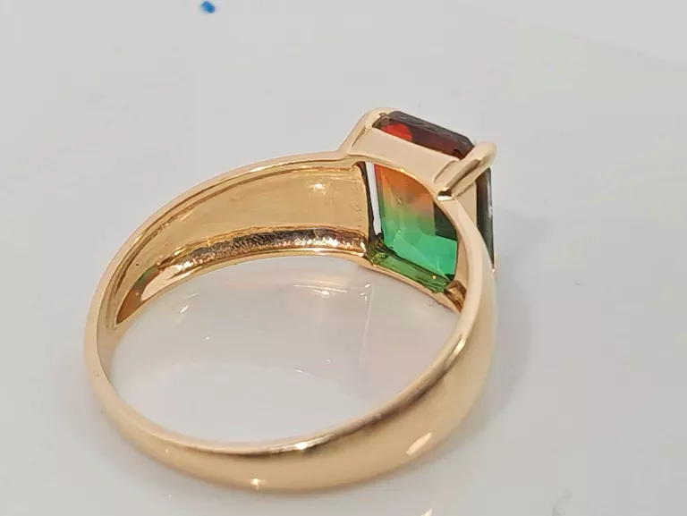 ZŁOTY PIERŚCIONEK TURMALIN ARBUZOWY 2,61G R18 585