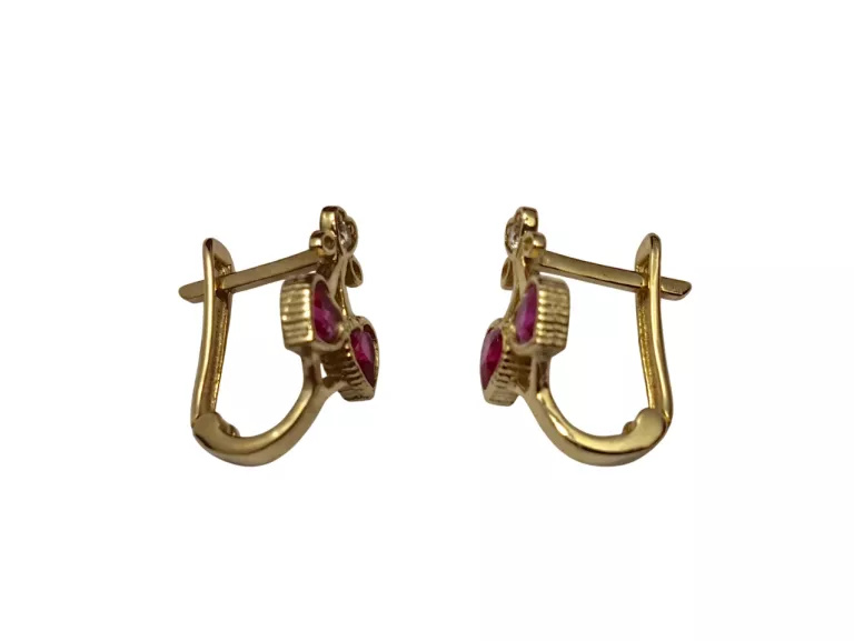 DROBNE ZŁOTE KOLCZYKI SERDUSZKA WIŚIENKI 1,40G PR.585 14K