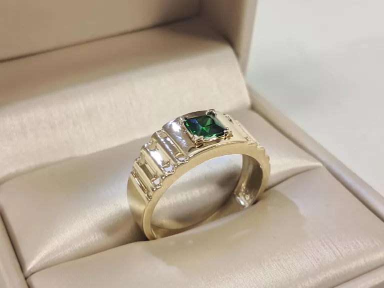 ZŁOTY SYGNET Z SYNTETYCZNYM SZAFIREM NIENOSZONY! 585 4,48G R22