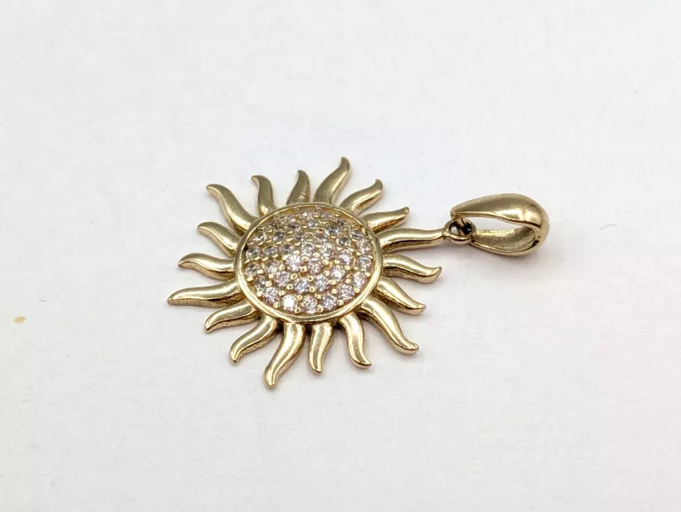 ZŁOTA ZAWIESZKA SŁOŃCE CYRKONIE 585 1,38G 2,4CM