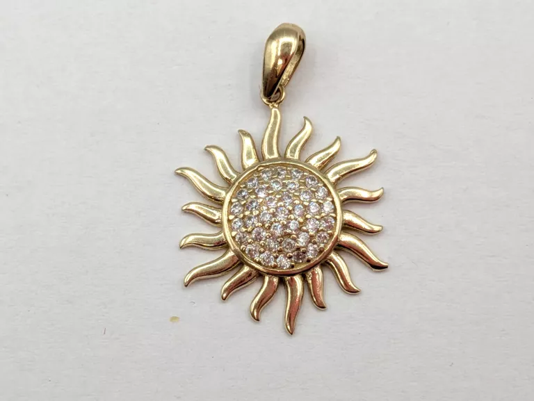 ZŁOTA ZAWIESZKA SŁOŃCE CYRKONIE 585 1,38G 2,4CM