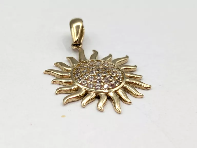 ZŁOTA ZAWIESZKA SŁOŃCE CYRKONIE 585 1,38G 2,4CM