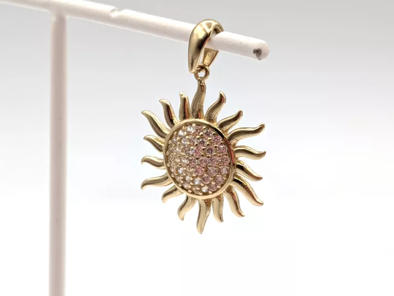 ZŁOTA ZAWIESZKA SŁOŃCE CYRKONIE 585 1,38G 2,4CM