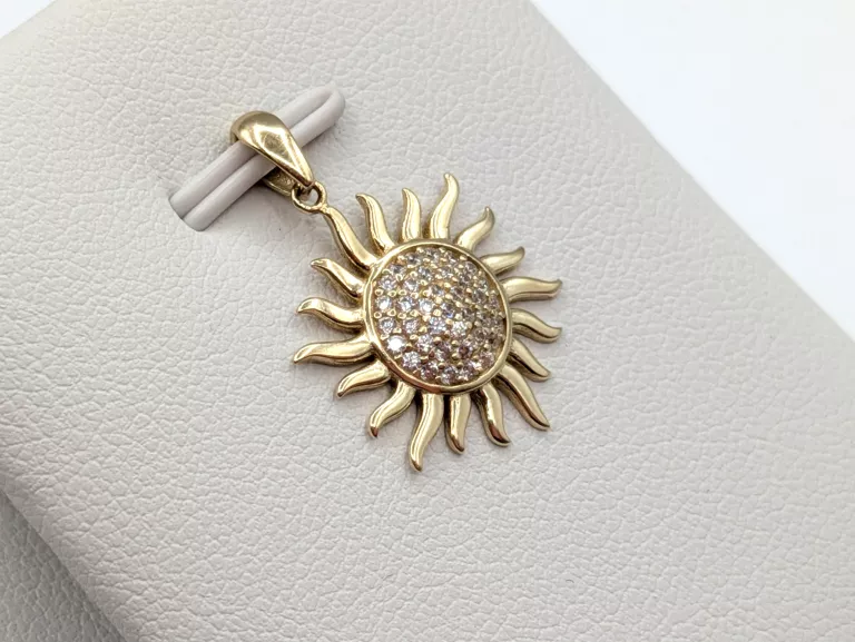 ZŁOTA ZAWIESZKA SŁOŃCE CYRKONIE 585 1,38G 2,4CM
