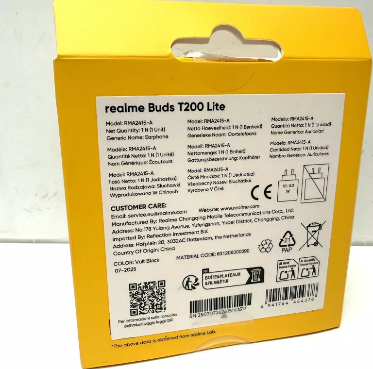 SŁUCHAWKI BT REALME BUDS T200 LITE KOMPLET