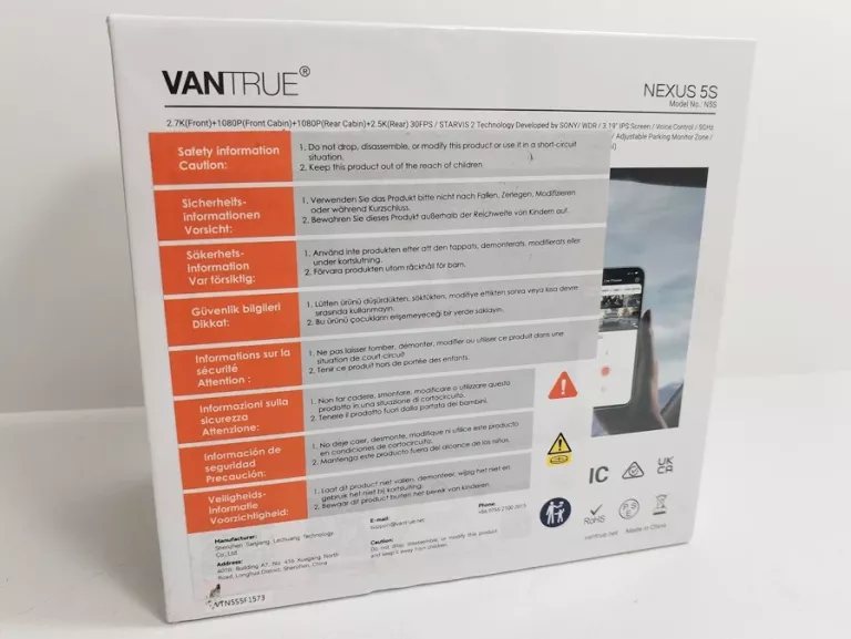 KAMERA SAMOCHODOWA VANTRUE N5S 4 KANAŁY 2.7K FULL HD GPS WI-FI LTE IR LED