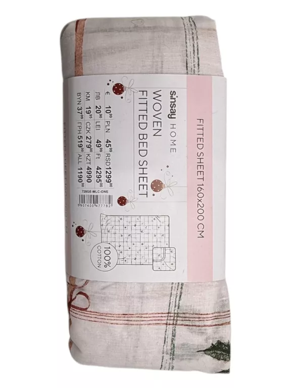 PRZEŚCIERADŁO ŚWIĄTECZNE Z GUMKĄ 160X200CM