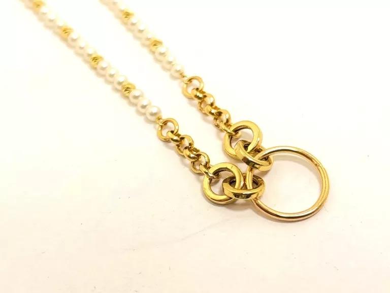 ZŁOTY ŁAŃCUSZEK KORALIKI PEREŁKI 585 3,19G 45CM