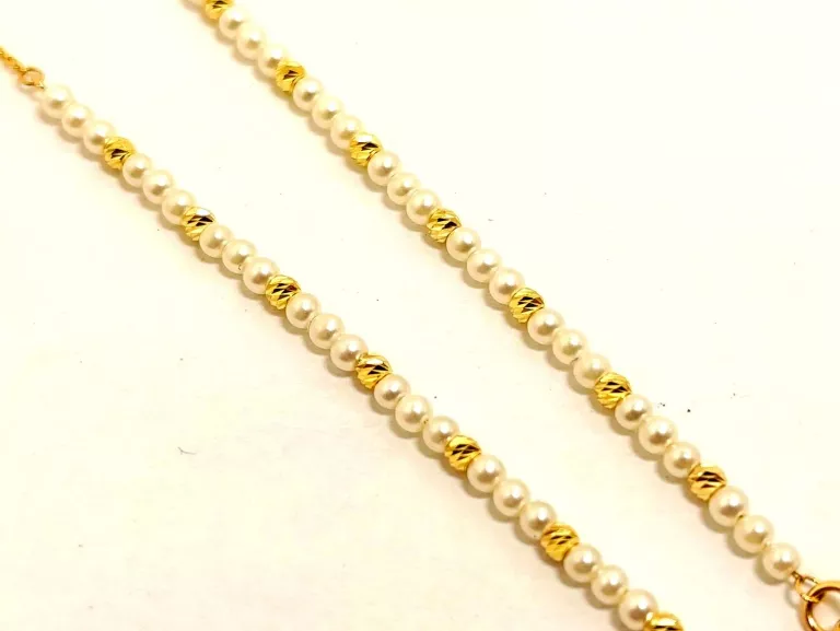 ZŁOTY ŁAŃCUSZEK KORALIKI PEREŁKI 585 3,19G 45CM
