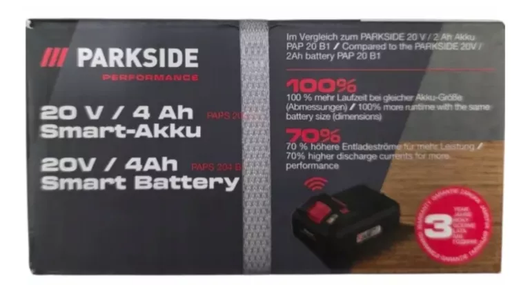 PARKSIDE PERFORMANCE AKUMULATOR SMART PAPS 204 B1, Z BLUETOOTH WYDANIE