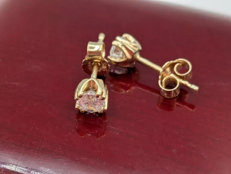 ZŁOTE KOLCZYKI SZTYFT CYRKONIA 585 1,14G